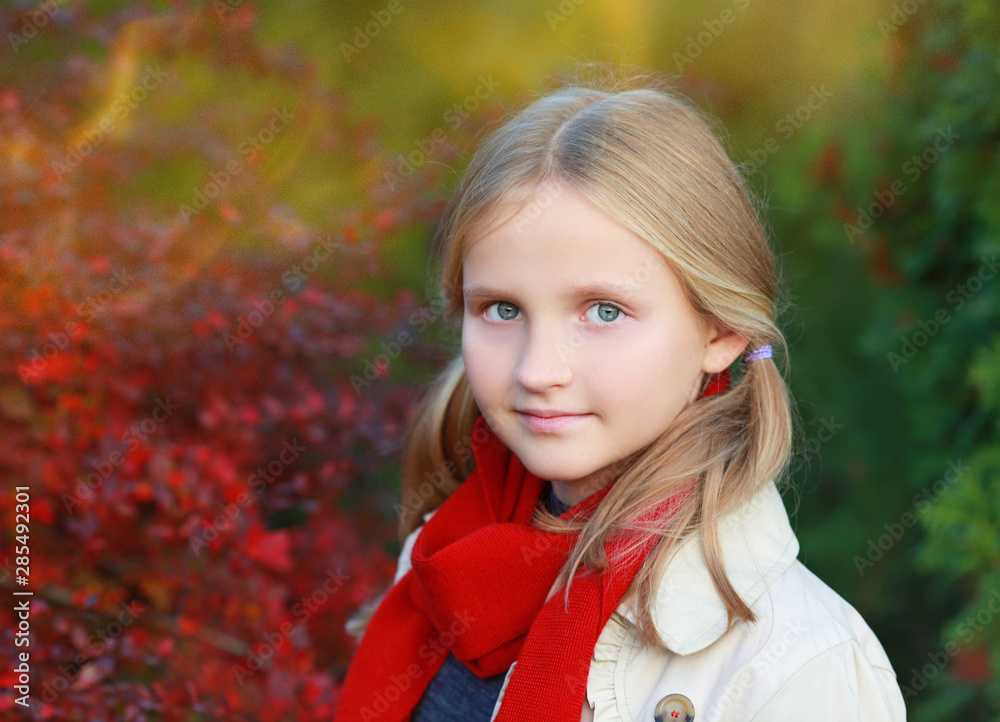 blonde beautiful girl in the autumn garden blonde beautiful girl in the autumn garden