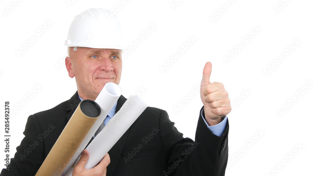 Engineer Image Smile and Make a Thumbs Up Hand Gestures Engineer Image Smile and Make a Thumbs Up Hand Gestures