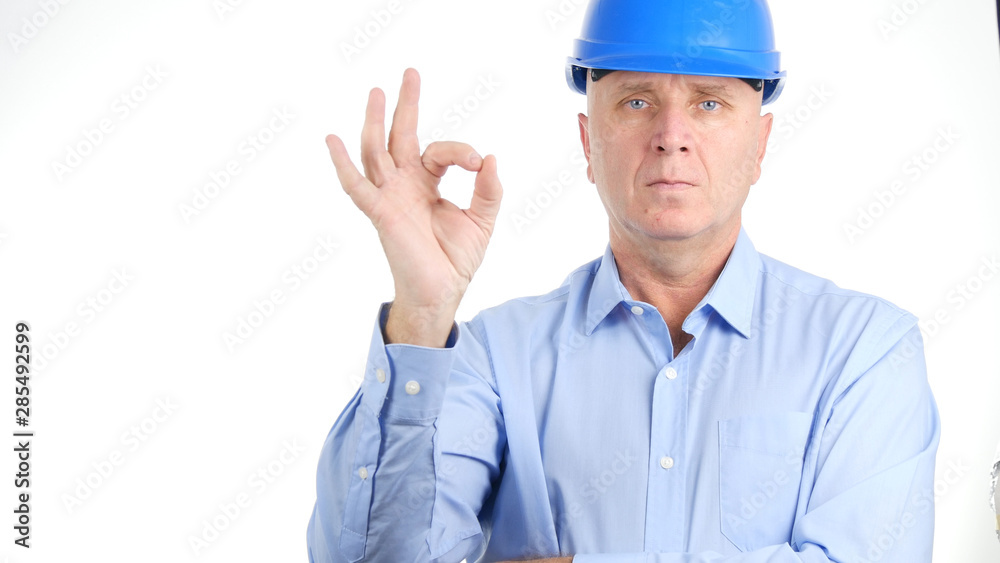 Confident Engineer Make Good Job Sign with a Hand Gestures