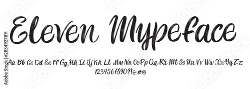 Hand drawn typeface on white background. Painted vector characters: lowercase and uppercase. Typography alphabet for your designs: logo, typeface, card, poster