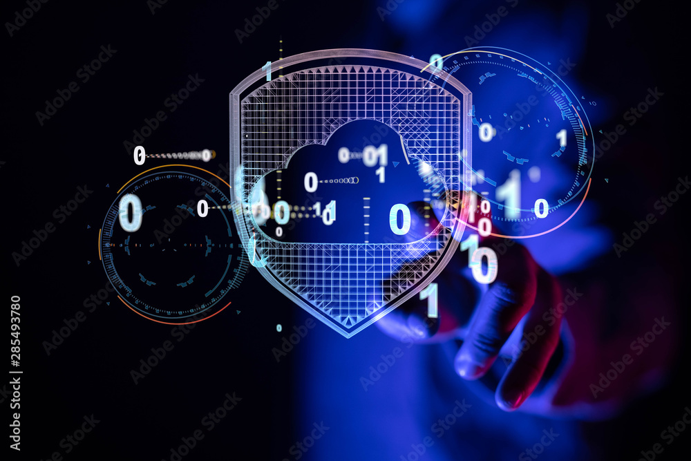 Photo of Out of Focus IT Technician Turning on Data Server.. Photo of Out of Focus IT Technician Turning on Data Server..