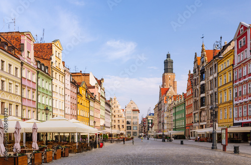 Wroclaw, capital of Lower Silesia. Historic town square at down