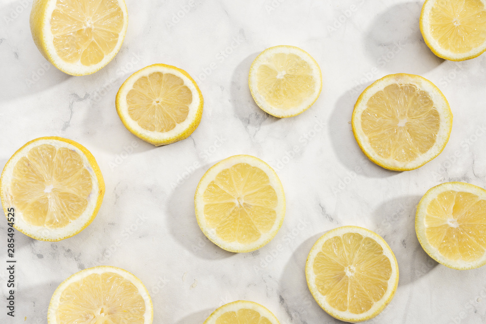 Cut slices of lemon background