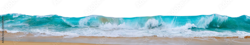Powerful ocean waves with white foam isolated on a white background ...