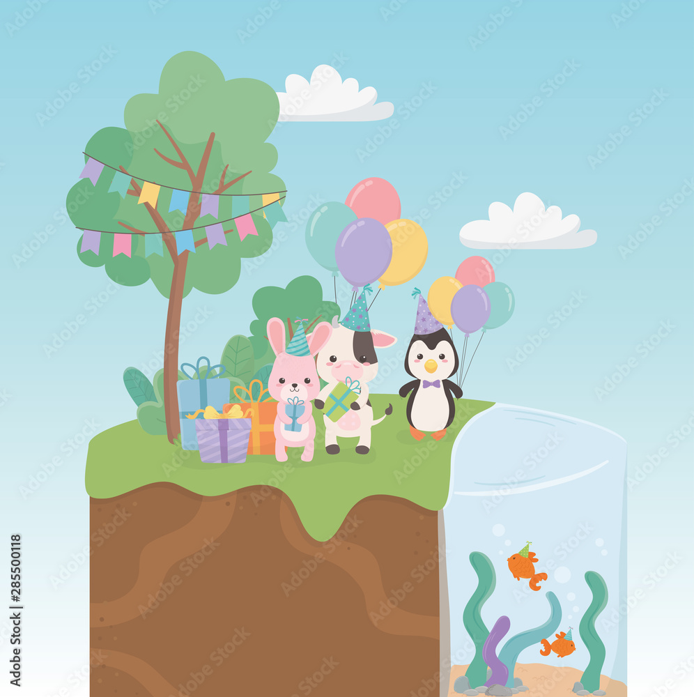 birthday card with little animals in the field characters birthday card with little animals in the field characters