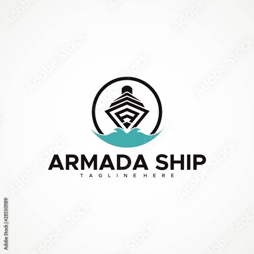 letter A for ARMADA SHIP logo design