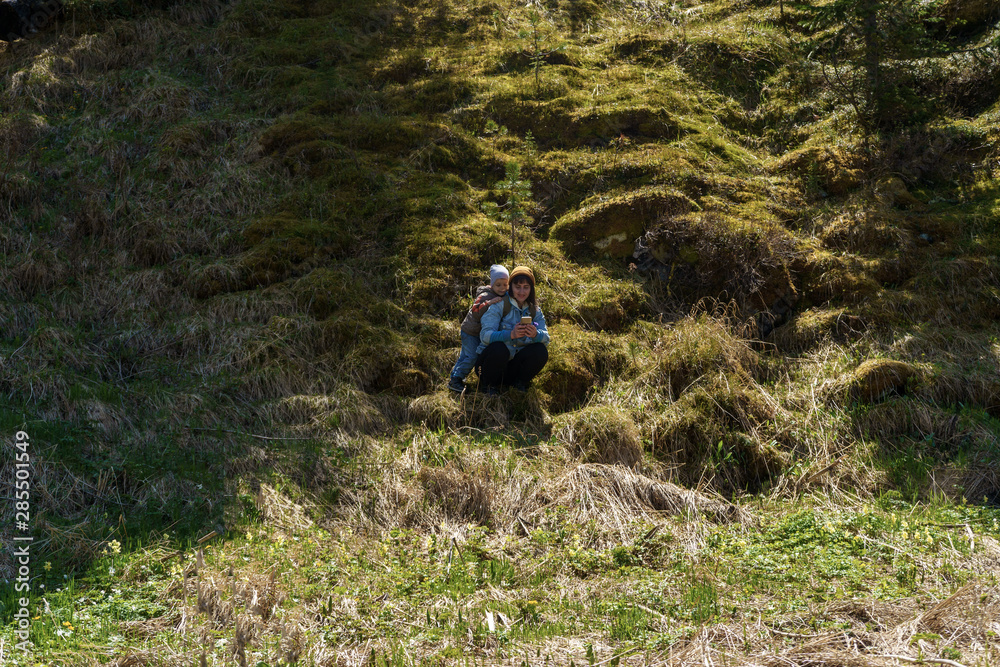 Naklejka premium hiking in the mountains