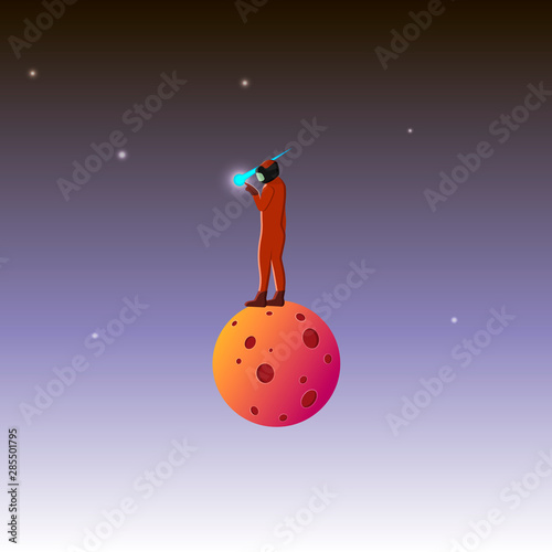 Astronaut exploring space. Vector illustration