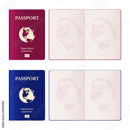 Realistic passport vector design illustration isolated on white background photo