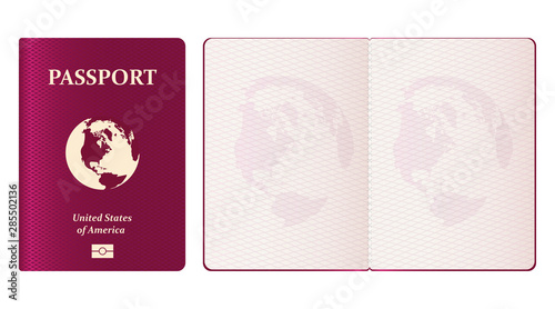 Realistic passport vector design illustration isolated on white background