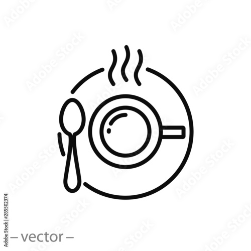 coffee or tee cup icon, thin line web symbol on white background - editable stroke vector illustration eps10