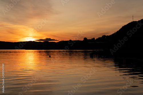 Sunset fjords  landscape mountain view  Norway  Rosendal