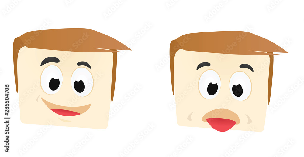 Human face happy and ill emoticon. vector illustration