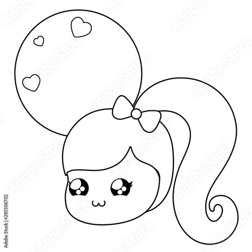 head of cute little girl kawaii style