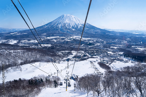 Yotei Mountain view from Grand Hirafu Gondola in winter photo