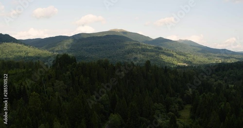 aerial shoot of the Bieszczady mountains in Poland
