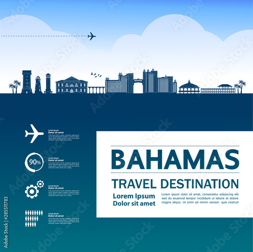 Bahamas travel destination grand vector illustration.