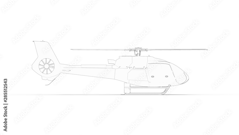 3d rendering sketch of a helicopter isolated in white background 3d rendering sketch of a helicopter isolated in white background