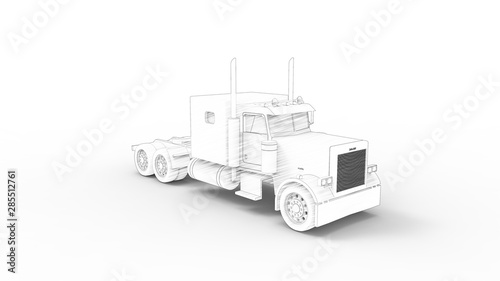 3d rendering 3d illustration of the side view of a heavy truck
