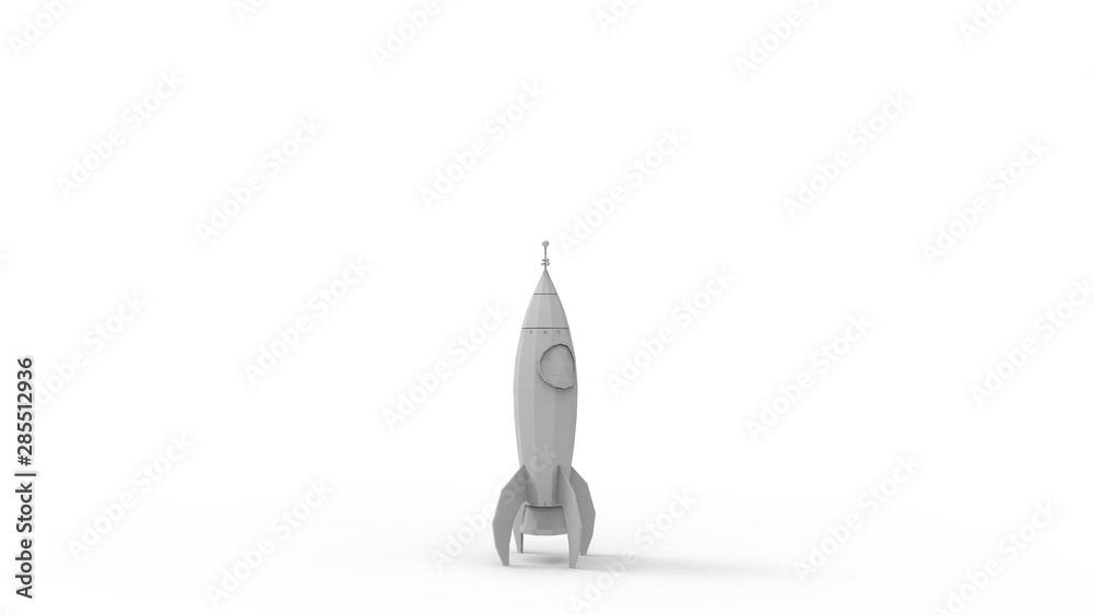 3D rendering of cartoon toy rocket ioslated on white background 3D rendering of cartoon toy rocket ioslated on white background
