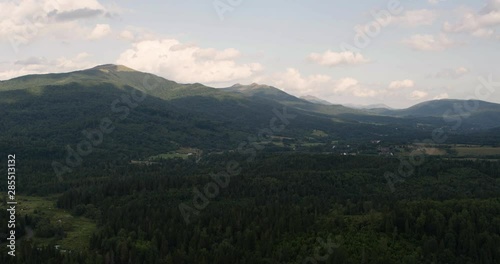 aerial shoot of the Bieszczady mountains in Poland