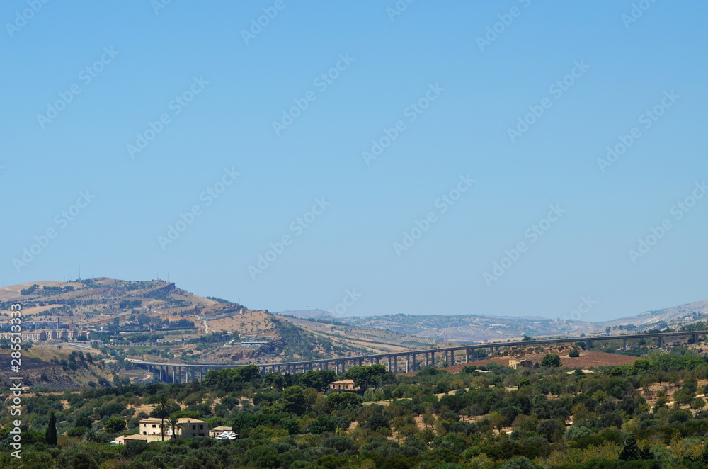 Panoramic photo of Sicily,Agrigento. Top view town