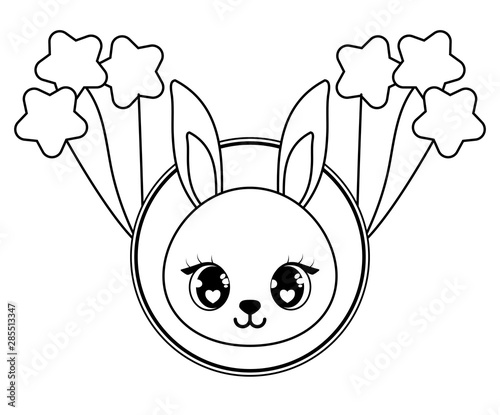 head of cute rabbit baby kawaii style