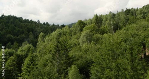 aerial shoot of the Bieszczady mountains in Poland