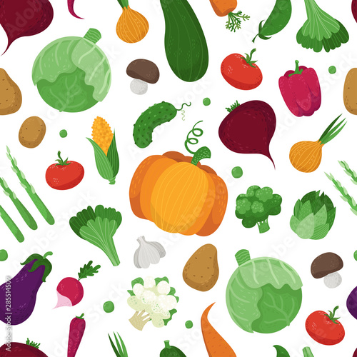 Seamless pattern with vegetables. Vector illustration for your design