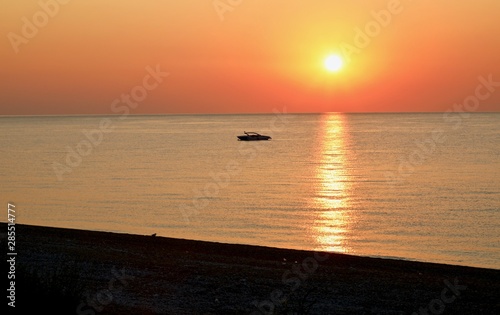 Sunrise on the shores of the sea of Antalya