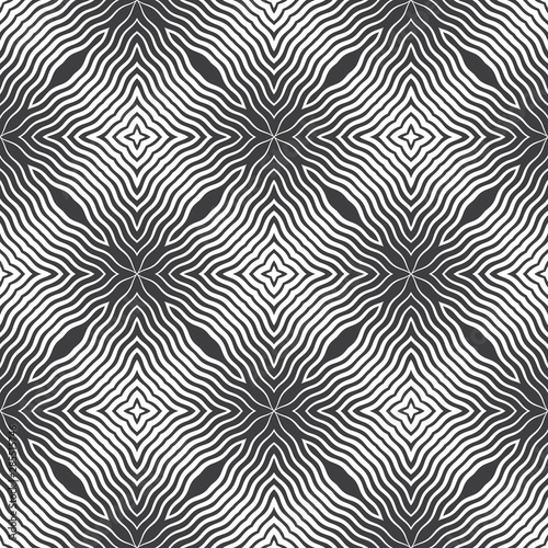 Abstract wavy lines seamless pattern. Periodic oscillation of geometric shapes.