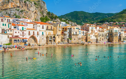 Scenic view in Cefalù on a sunny summer day. Sicily.	