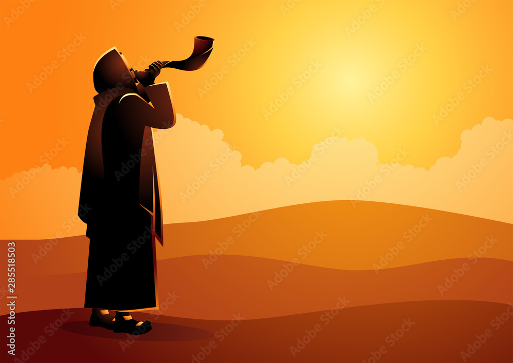 Ταπετσαρία Jewish man blowing the Shofar ram’s horn