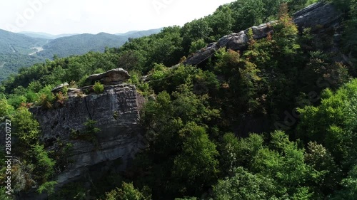 Aerial, Chained Rock on mountainside photo