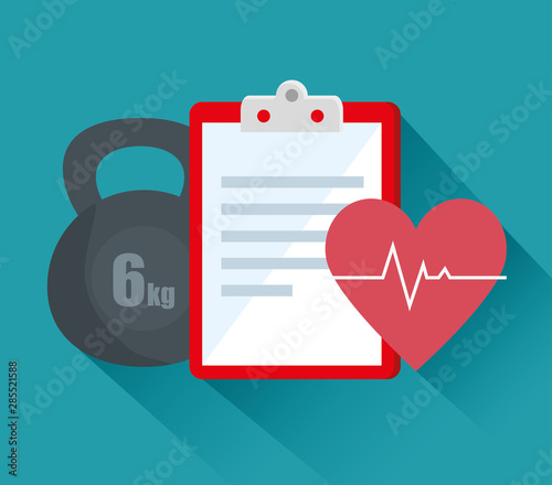 weight with check list and heartbeat to exercise activity