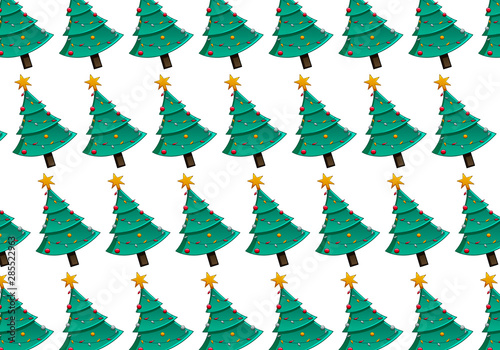 Single pattern of Christmas trees on white background