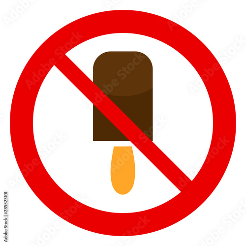  No ice cream vector. Not allow ice cream sign. The red circle prohibiting sing 