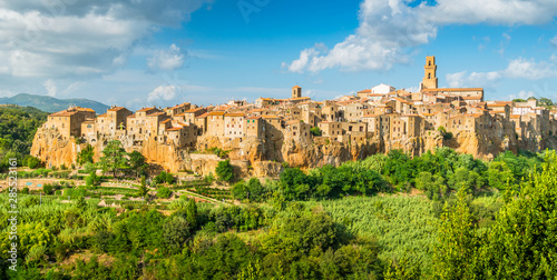 Panoramic sight of Pitigliano in a sunny summer afternoon. Province of Grosseto  Tuscany  Italy. 
