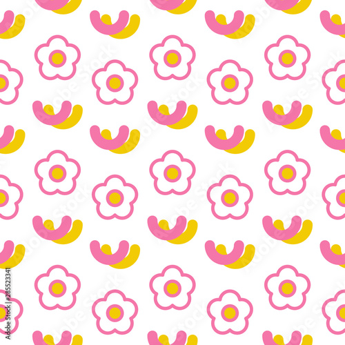 Wallpaper Mural Seamless Pattern with Hand Drawn Flower Art Design on White Background Torontodigital.ca