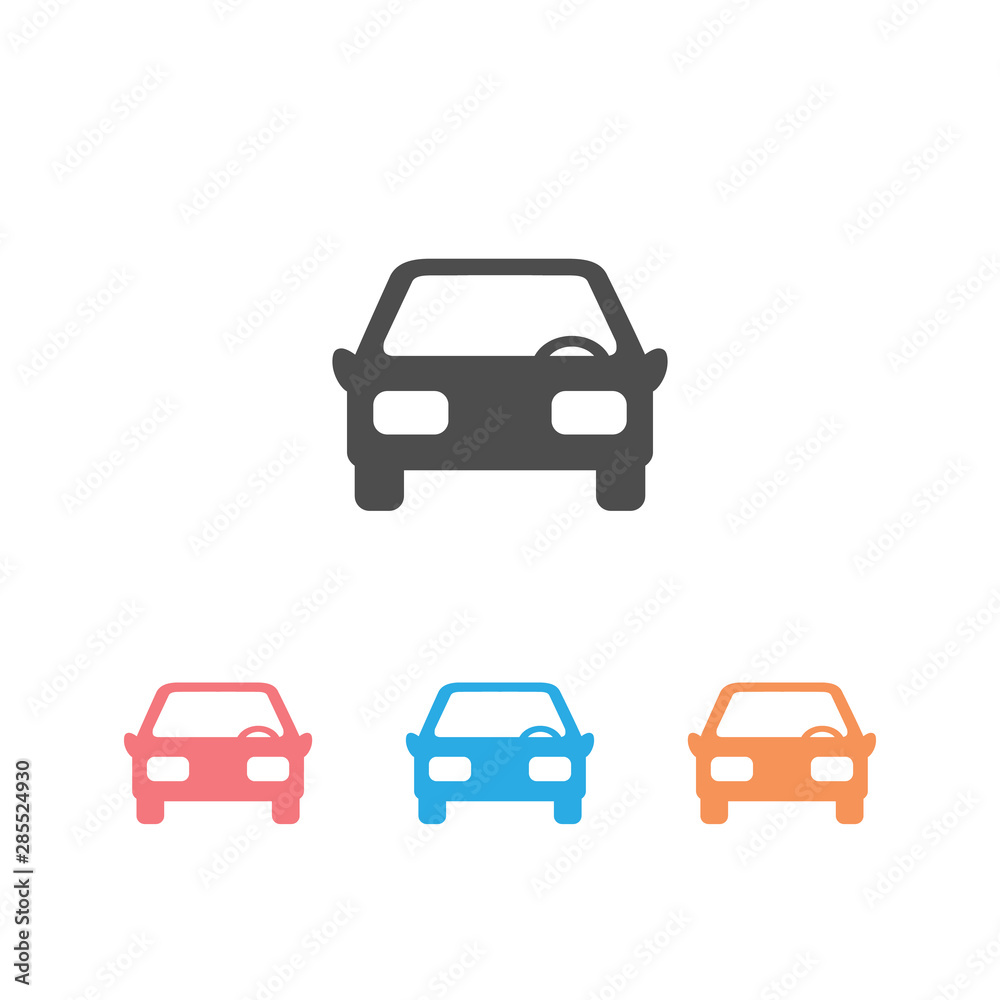 Car front simple icon set. Vector