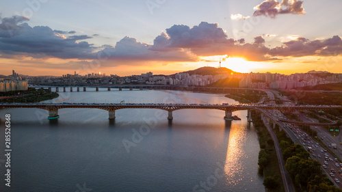 Aerial view of Seoul City Skyline,South Korea