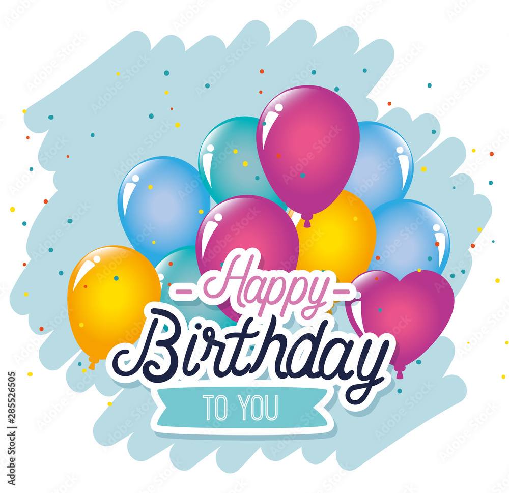 balloons party decoration with ribbon design