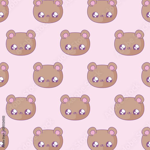 pattern of heads cute bears baby kawaii style