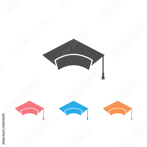 Graduate cap icon set logo. Vector illustration