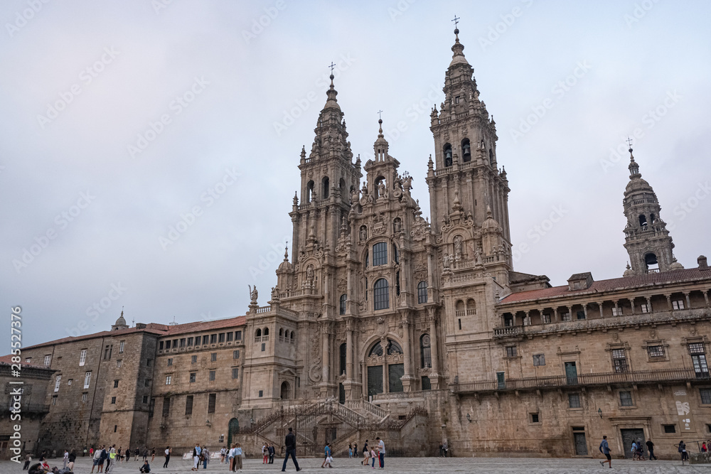 Fachada del Obradoiro, Catedral de Santiago de Compostela. Galicia. España.