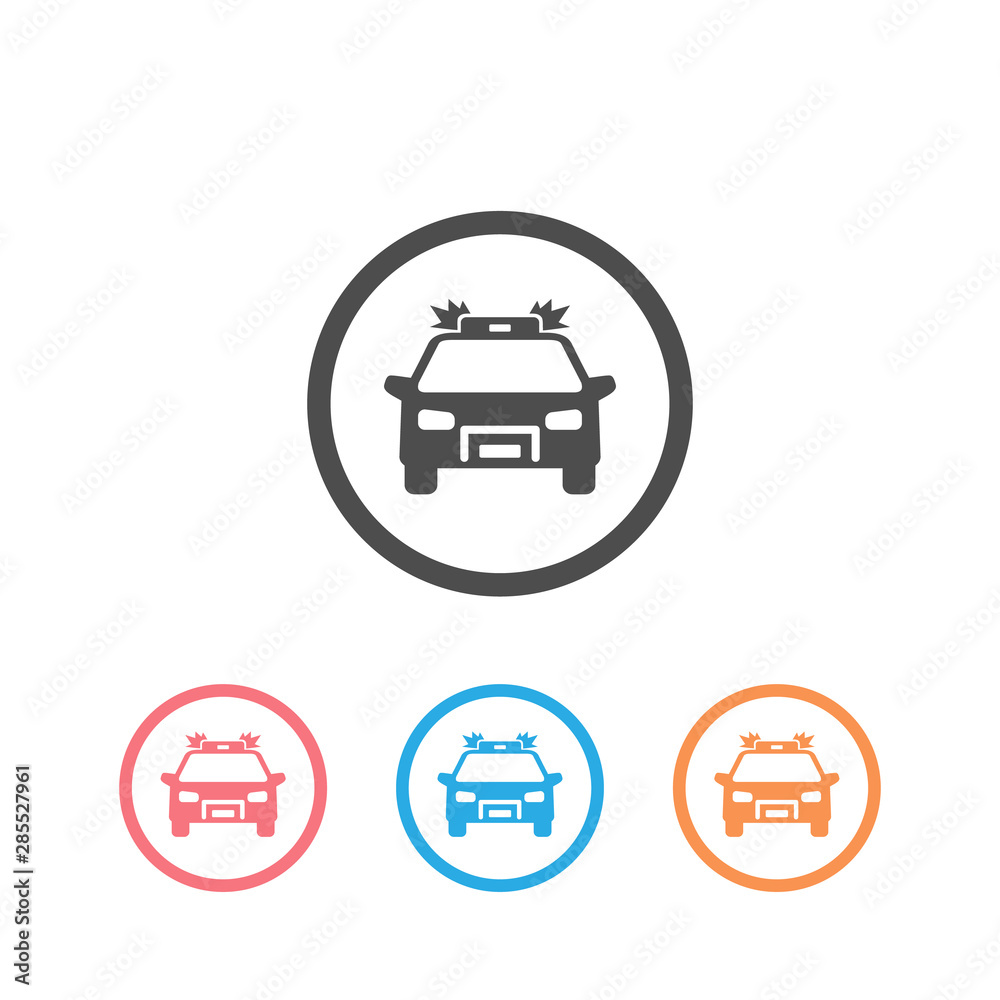 Police car icon set on white. Vector isolated Police car icon set on white. Vector isolated