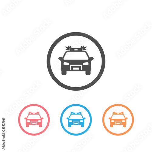 Police car icon set on white. Vector isolated