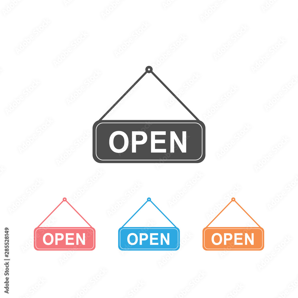 Open Tag icon set on white. Vector isolated