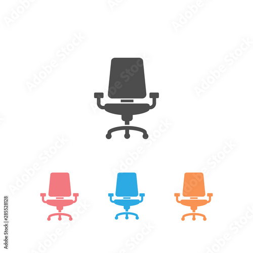 Office chair vector set icon on white siolated