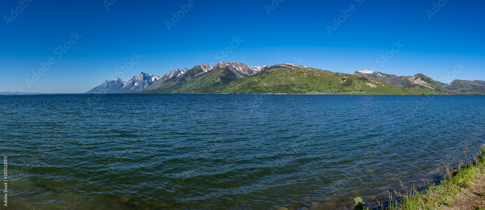 View of the Tetons from the side of Jackson Lake